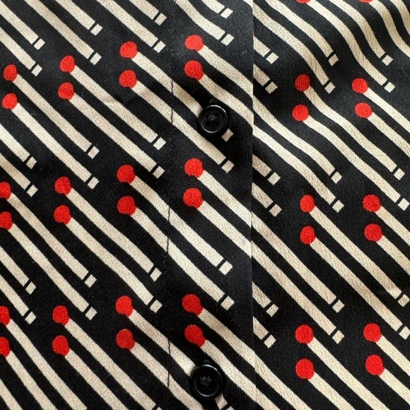 Porridge Anthropologie top blouse black red small vintage retro - Picture 6 of 9